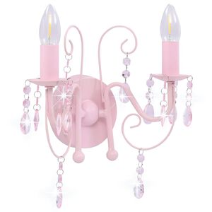 vidaXL N&aacute;stěnn&aacute; lampa s kor&aacute;lky růžov&aacute; 2 x ž&aacute;rovka E14