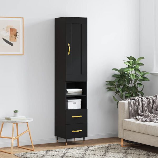 vidaXL Skříň highboard černá 34,5 x 34 x 180 cm kompozitní dřevo
