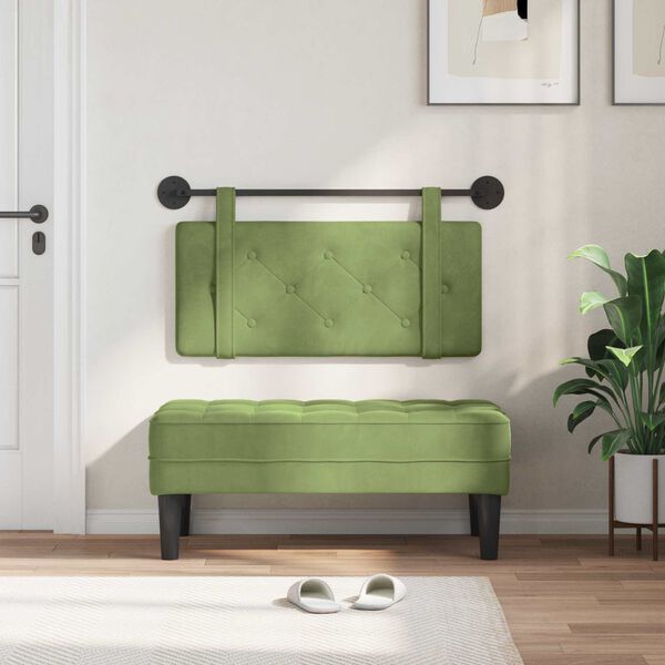 vidaXL Z&aacute;věsn&aacute; čeln&iacute; deska Světl&aacute; zelen&aacute; 100 x 55 x 5 cm samet