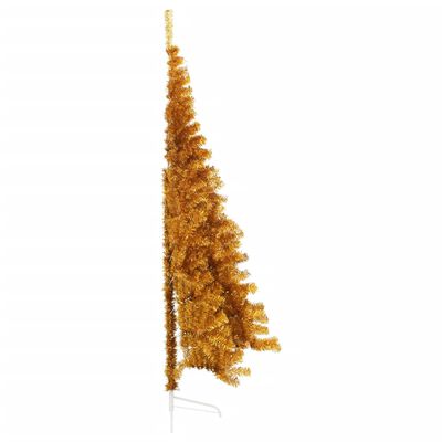 vidaXL Umělý poloviční vánoční stromek se stojanem zlatý 240 cm PET