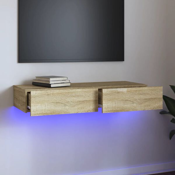 vidaXL TV skř&iacute;ňka s LED osvětlen&iacute;m dub sonoma 90 x 35 x 15,5