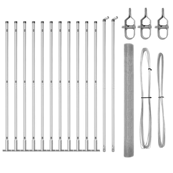vidaXL Plotov&yacute; sloupek. Stř&iacute;brn&aacute; 25 x 1,4 m (s&iacute;ťovina 16 x 16 mm) Ocel