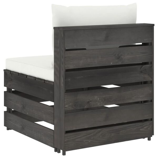 vidaXL Dílčí středová pohovka s poduškami šedě impregnované dřevo