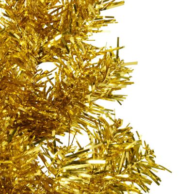 vidaXL Úzký umělý poloviční vánoční stromek se stojanem zlatý 210 cm