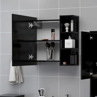 vidaXL Koupelnová skříňka se zrcadlem černá 62,5x20,5x64cm dřevotříska