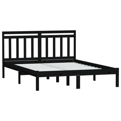 vidaXL Rám postele černý 120 x 190 cm Small Double masivní dřevo