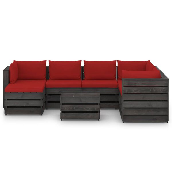 vidaXL 8d&iacute;ln&aacute; zahradn&iacute; souprava s podu&scaron;kami &scaron;edě impregnovan&eacute; dřevo