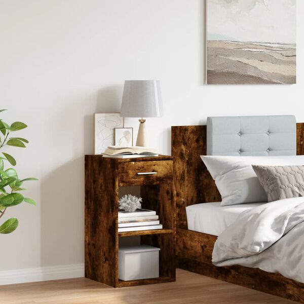 vidaXL Nočn&iacute; stolek kouřov&yacute; dub 35 x 34 x 65 cm kompozitn&iacute; dřevo