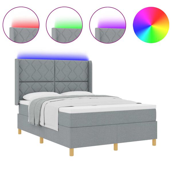 vidaXL Postel s boxspringem s matrac&iacute; Světle &scaron;ed&aacute; 140 x 200 cm textil