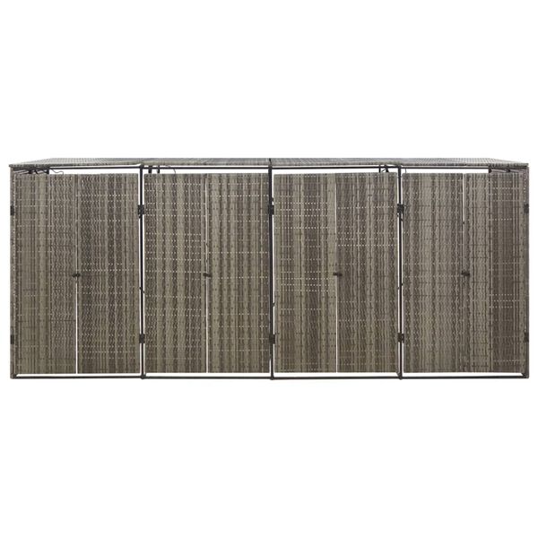 vidaXL Přístřešek na čtyři popelnice šedý 274 x 80 x 117 cm polyratan