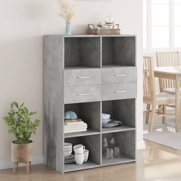 vidaXL Skř&iacute;ň highboard betonově &scaron;ed&aacute; 80x42,5x124 cm kompozitn&iacute; dřevo
