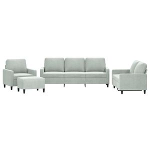 vidaXL 4dílná sedací souprava s poduškami světle šedá samet