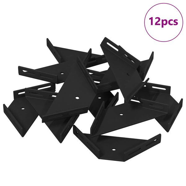 vidaXL Rohov&aacute; konzole 12 pcs Čern&aacute; 138,5 x 50,5 x 16 mm Železo