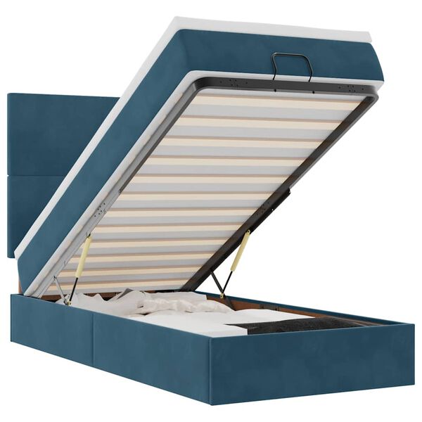 vidaXL Osmansk&yacute; r&aacute;m postele s matracemi tmavě modr&aacute; 90x190cm samet