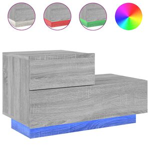 vidaXL Nočn&iacute; stolek s LED osvětlen&iacute;m &scaron;ed&yacute; sonoma 70 x 36 x 40,5 cm