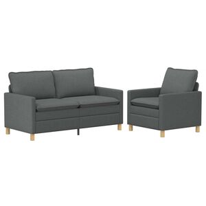 vidaXL Set pohovek 2 ks Tmavě &scaron;ed&aacute; Textil