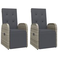 vidaXL Polohovací zahradní židle s poduškami 2 ks šedé polyratan