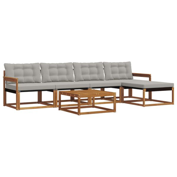 vidaXL Venkovn&iacute; pohovkov&aacute; souprava 6 pcs Př&iacute;rodn&iacute; a světle &scaron;ed&aacute;