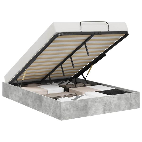 vidaXL Ottoman postel Betonově &scaron;ed&aacute; 135 x 190 cm kompozitn&iacute; dřevo