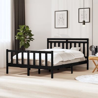 vidaXL Rám postele černý 150 x 200 cm King Size masivní dřevo