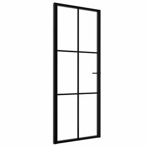 vidaXL Interi&eacute;rov&eacute; dveře 76 x 201,5 cm Hlin&iacute;k Čern&aacute; a průhledn&aacute;