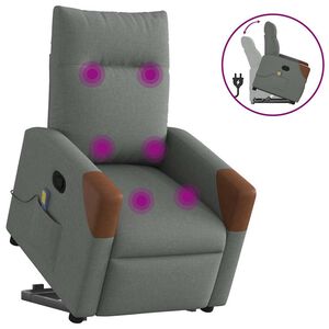vidaXL Zvedac&iacute; mas&aacute;žn&iacute; polohovac&iacute; křeslo tmavě &scaron;ed&eacute; textil