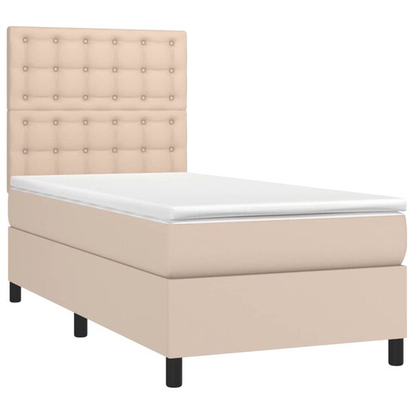 vidaXL Box spring postel s matrac&iacute; cappuccino 100x200 cm uměl&aacute; kůže