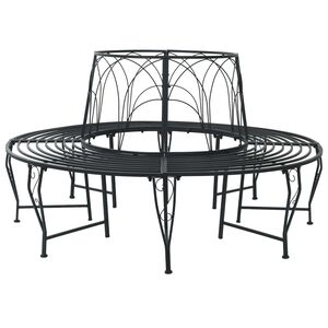 vidaXL Stromov&aacute; lavička 8-Počet m&iacute;st &Oslash; 160 x 89 cm Ocel Čern&aacute; Kulat&yacute;