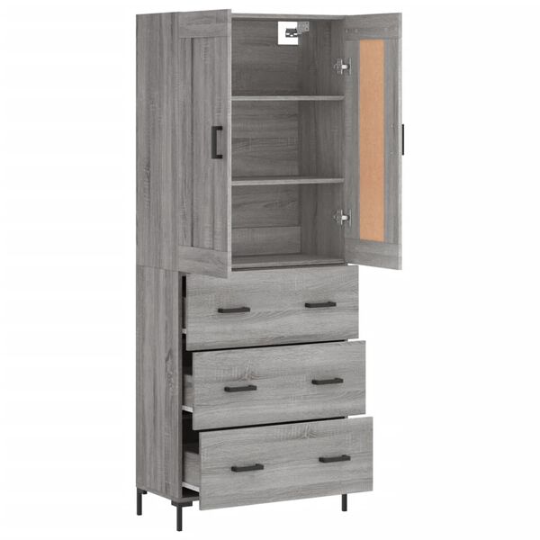 vidaXL Skříň highboard šedá sonoma 69,5 x 34 x 180 cm kompozitní dřevo