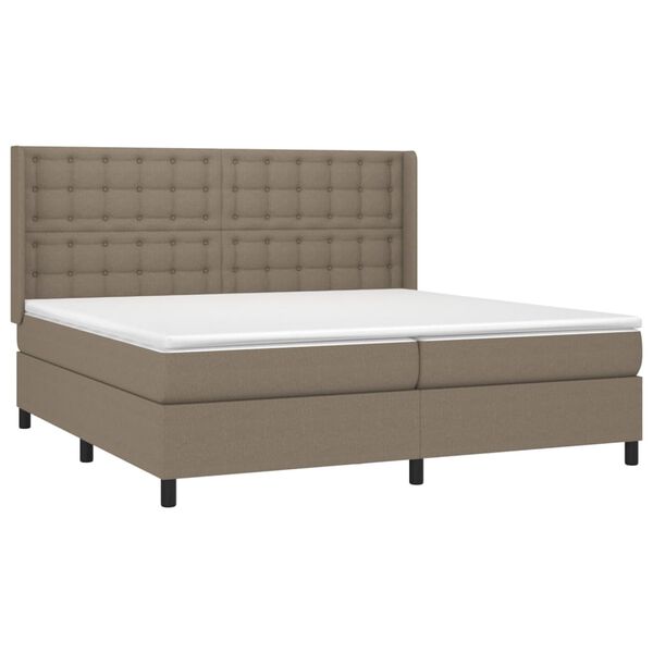 vidaXL Box spring postel s matrac&iacute; a LED taupe 200x200 cm textil