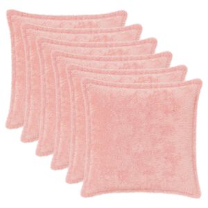 vidaXL Povlak na pol&scaron;t&aacute;ř 6 ks HOUTEN Růžov&aacute; 30 x 30 cm Uměl&aacute; kr&aacute;lič&iacute;