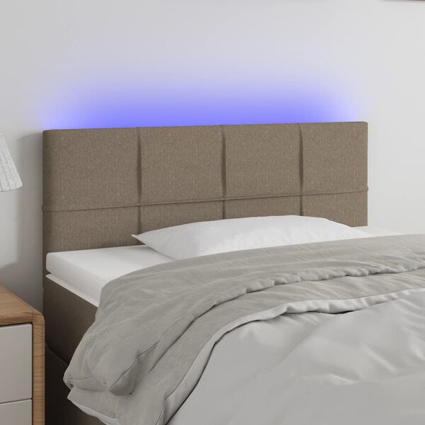 vidaXL Čelo postele s LED taupe 100x5x78/88 cm textil