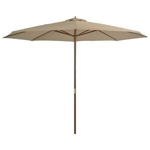 vidaXL Zahradn&iacute; slunečn&iacute;k s dřevěnou tyč&iacute; 350 cm barva taupe