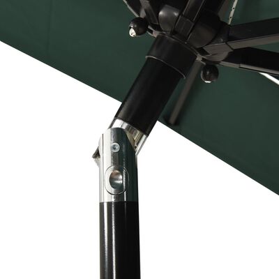 vidaXL 3stupňový slunečník s hliníkovou tyčí zelený 2 x 2 m