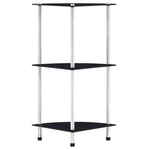 vidaXL 3patrov&aacute; police čern&aacute; 30 &times; 30 &times; 67 cm tvrzen&eacute; sklo
