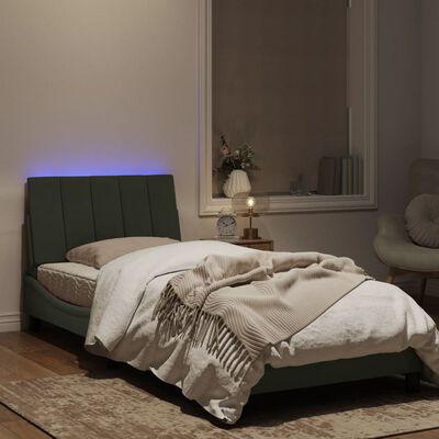 vidaXL Rám postele s LED osvětlením světle šedý 80 x 200 cm samet