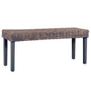 vidaXL Lavice 110 cm &scaron;ed&aacute; př&iacute;rodn&iacute; kubu ratan a masivn&iacute; mahagon