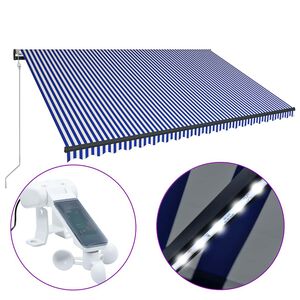 vidaXL Mark&yacute;za se senzorem větru a LED světlem 500 x 300 cm modrob&iacute;l&aacute;