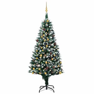 vidaXL Uměl&yacute; v&aacute;nočn&iacute; strom s LED a sadou koul&iacute; a &scaron;i&scaron;kami 210 cm