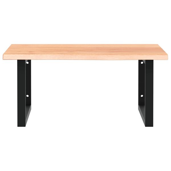 vidaXL Deska pod umyvadlo n&aacute;stěnn&aacute; ocel a masivn&iacute; dubov&eacute; dřevo