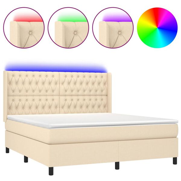 vidaXL Box spring postel s matrac&iacute; a LED kr&eacute;mov&aacute; 160x200 cm textil