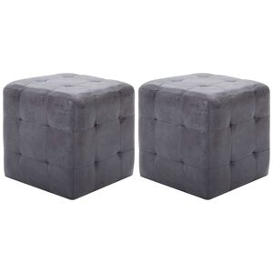 vidaXL Taburety 2 ks &scaron;ed&eacute; 30 x 30 x 30 cm uměl&aacute; brou&scaron;en&aacute; kůže
