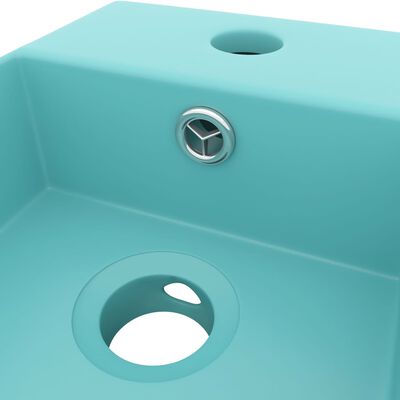 vidaXL Koupelnové umyvadlo s přepadem keramické světle zelené