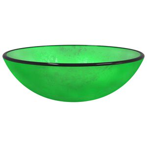 vidaXL Umyvadlo tvrzen&eacute; sklo 42 x 14 cm zelen&eacute;