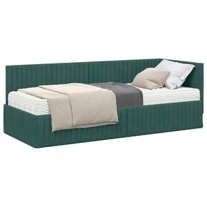 vidaXL Rohov&yacute; r&aacute;m postele s matrac&iacute; 2 ks Tmavě zelen&aacute; 80 x 200 cm