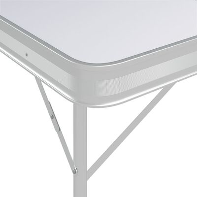 vidaXL Skládací kempingový stůl se 2 lavicemi hliník bílý