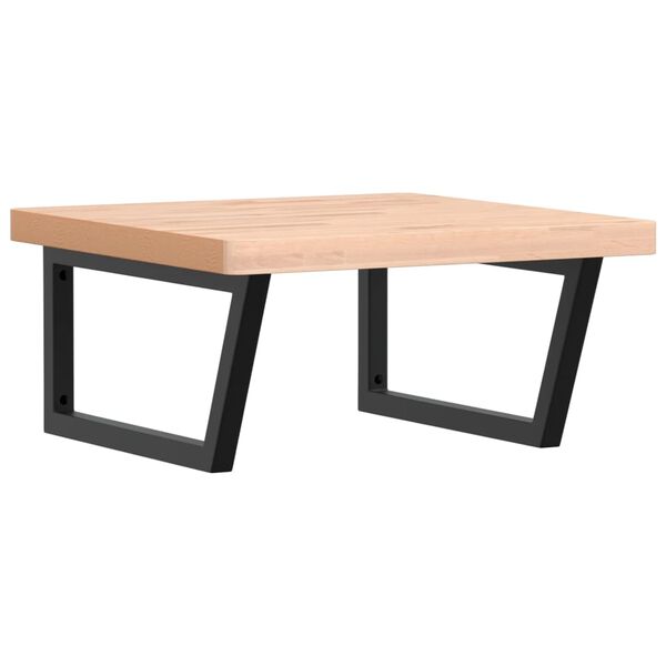 vidaXL Deska pod umyvadlo n&aacute;stěnn&aacute; ocel a masivn&iacute; bukov&eacute; dřevo