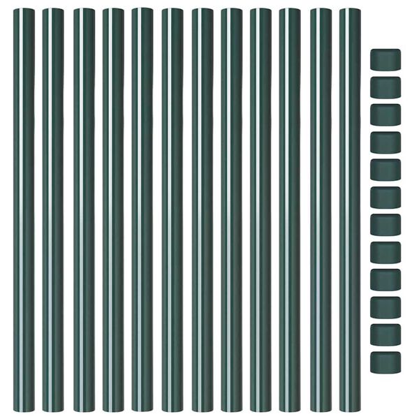 vidaXL Plotové sloupky 12 pcs Zelená 90 cm Práškově lakovaná ocel