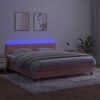 vidaXL Box spring postel s matrac&iacute; a LED růžov&aacute; 180x200 cm samet