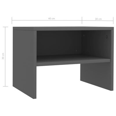 vidaXL Noční stolek šedý 40 x 30 x 30 cm dřevotříska